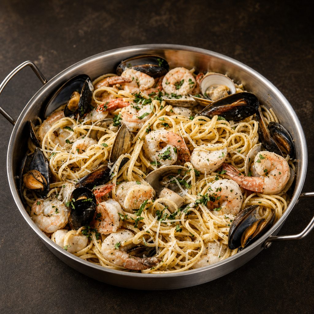 Linguine c/ Marisco Em Molho Verde.