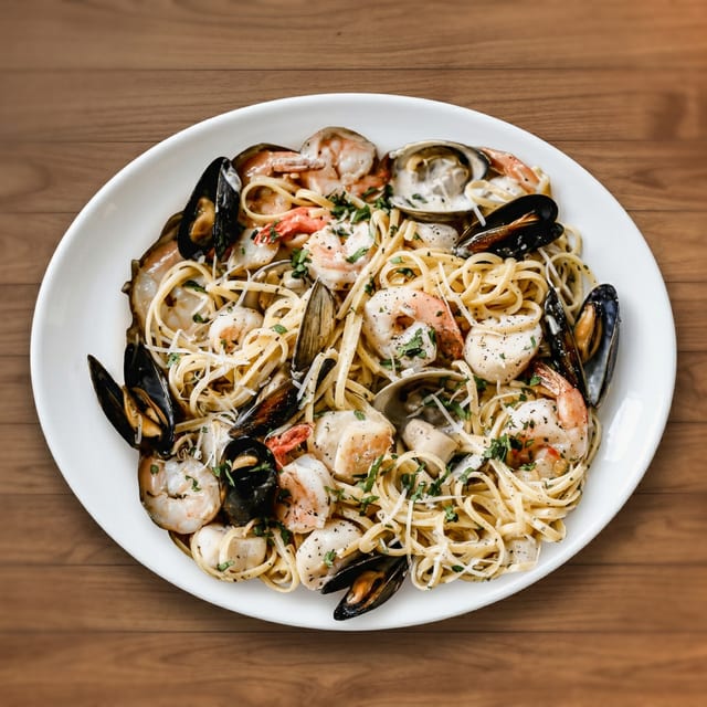Linguine c/ Marisco Em Molho Verde.